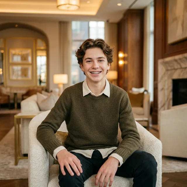 Confident teenager smiling with clear braces