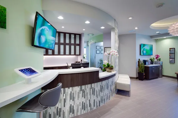 Front desk with iPad check-in system