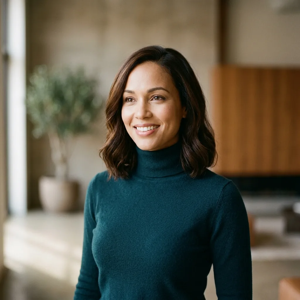 Confident adult patient with a beautiful, harmonious smile after orthodontic treatment